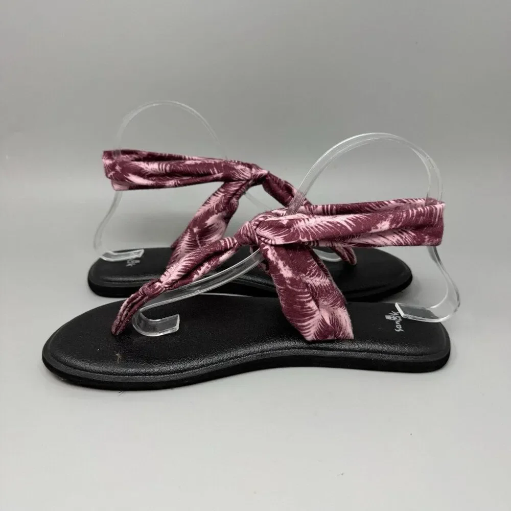 Sanuk Shoes Womens 8 Yoga Sling Ella Prints Slingback Flip Flops 1017884 Pink